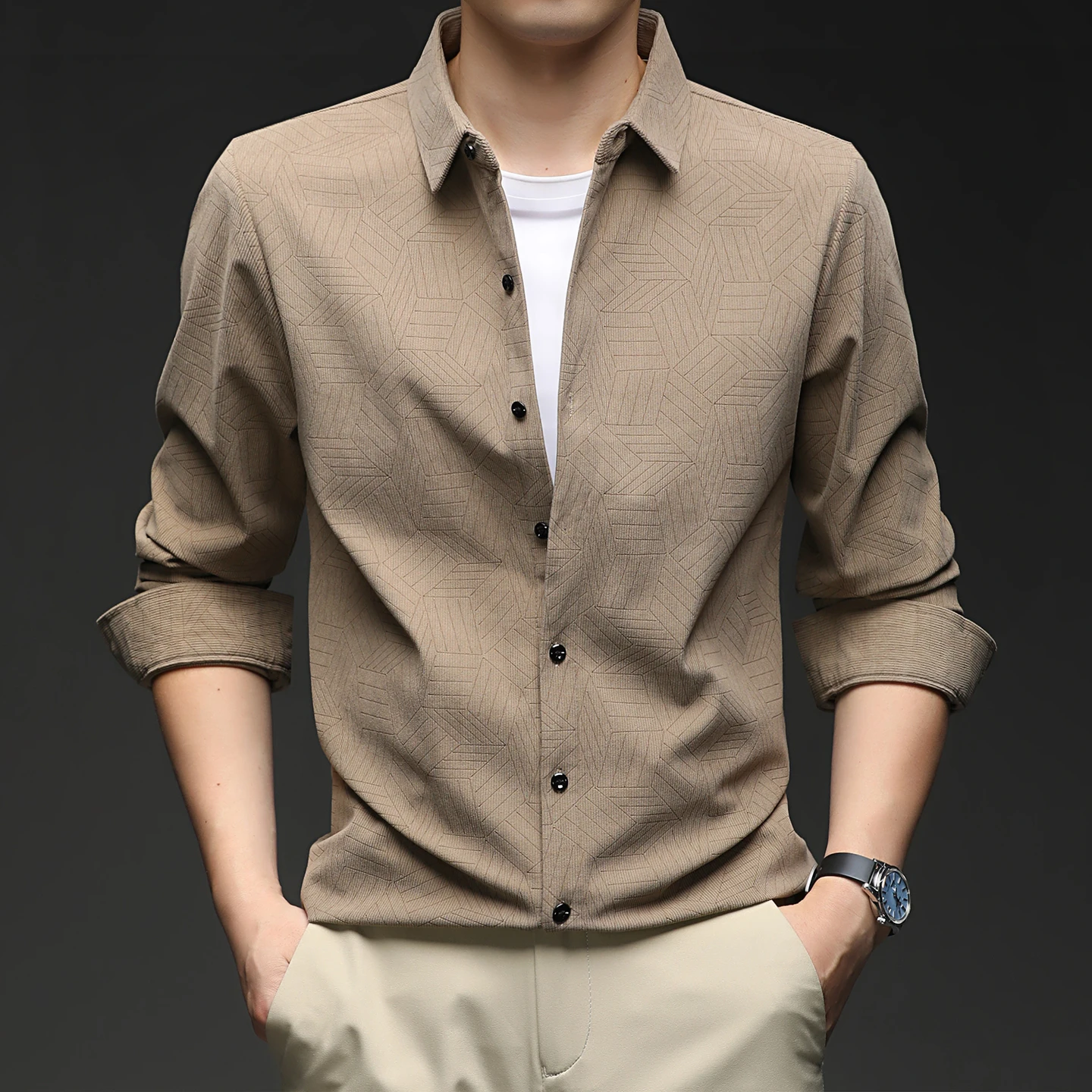 2026 Spring Corduroy Shirt Jacquard Men's Middle Aged Youth Shirt Casual Business Shirts Streetwear Social Office Men Clothing
2026 Spring Corduroy Shirt Jacquard Men's Middle Aged Youth Shirt Casual Business Shirts Streetwear Social Office Men Clothing