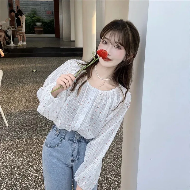 Женская белая полупрозрачная блузка с мелким принтом из пайеток, круглым вырезом, длинными рукавами, свободного кроя, повседневный топ
Женская белая полупрозрачная блузка с мелким принтом из пайеток, круглым вырезом, длинными рукавами, свободного кроя, повседневный топ