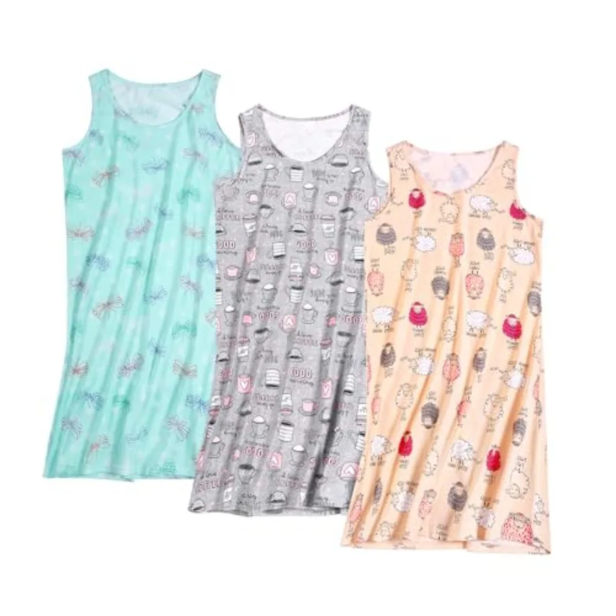 3 Pack Cotton Nightgowns for Women Casual Print Sleepwear Sleeveless Sleepdress S-XXXL
3 Pack Cotton Nightgowns for Women Casual Print Sleepwear Sleeveless Sleepdress S-XXXL