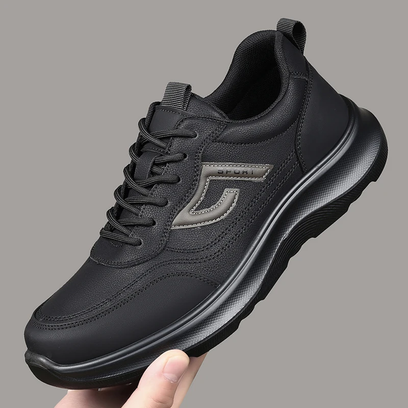 Men's Autumn New Arrival Black Leather Shoes - Breathable Thick-Sole Stylish Sneakers, Casual & Sporty, Versatile & Lightweight
Men's Autumn New Arrival Black Leather Shoes - Breathable Thick-Sole Stylish Sneakers, Casual & Sporty, Versatile & Lightweight