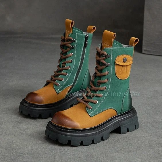 Casual Classic Spring Retro Patchwork Leather Boots Lady Round Toe Knight Ankle Boots Women Winter Wedges Shoes Lace up 2024
Casual Classic Spring Retro Patchwork Leather Boots Lady Round Toe Knight Ankle Boots Women Winter Wedges Shoes Lace up 2024