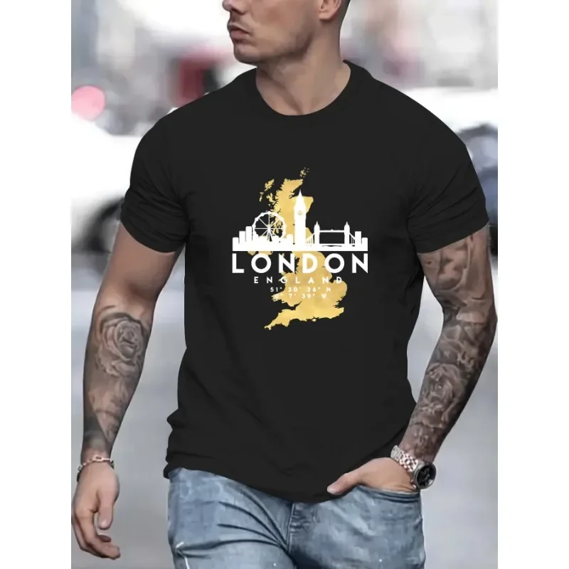 Summer fashion men's T-shirt, 100% pure cotton London city creative print casual short-sleeved comfortable top
Summer fashion men's T-shirt, 100% pure cotton London city creative print casual short-sleeved comfortable top