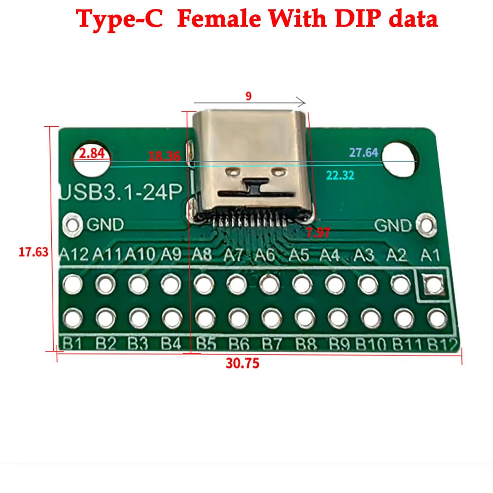 100pcs 6Pin 24Pin Type-C Female USB 3.1 Test PCB Board Adapter Type C 2.54mm Connector Socket For Data Line Wire Cable Transfer
100pcs 6Pin 24Pin Type-C Female USB 3.1 Test PCB Board Adapter Type C 2.54mm Connector Socket For Data Line Wire Cable Transfer