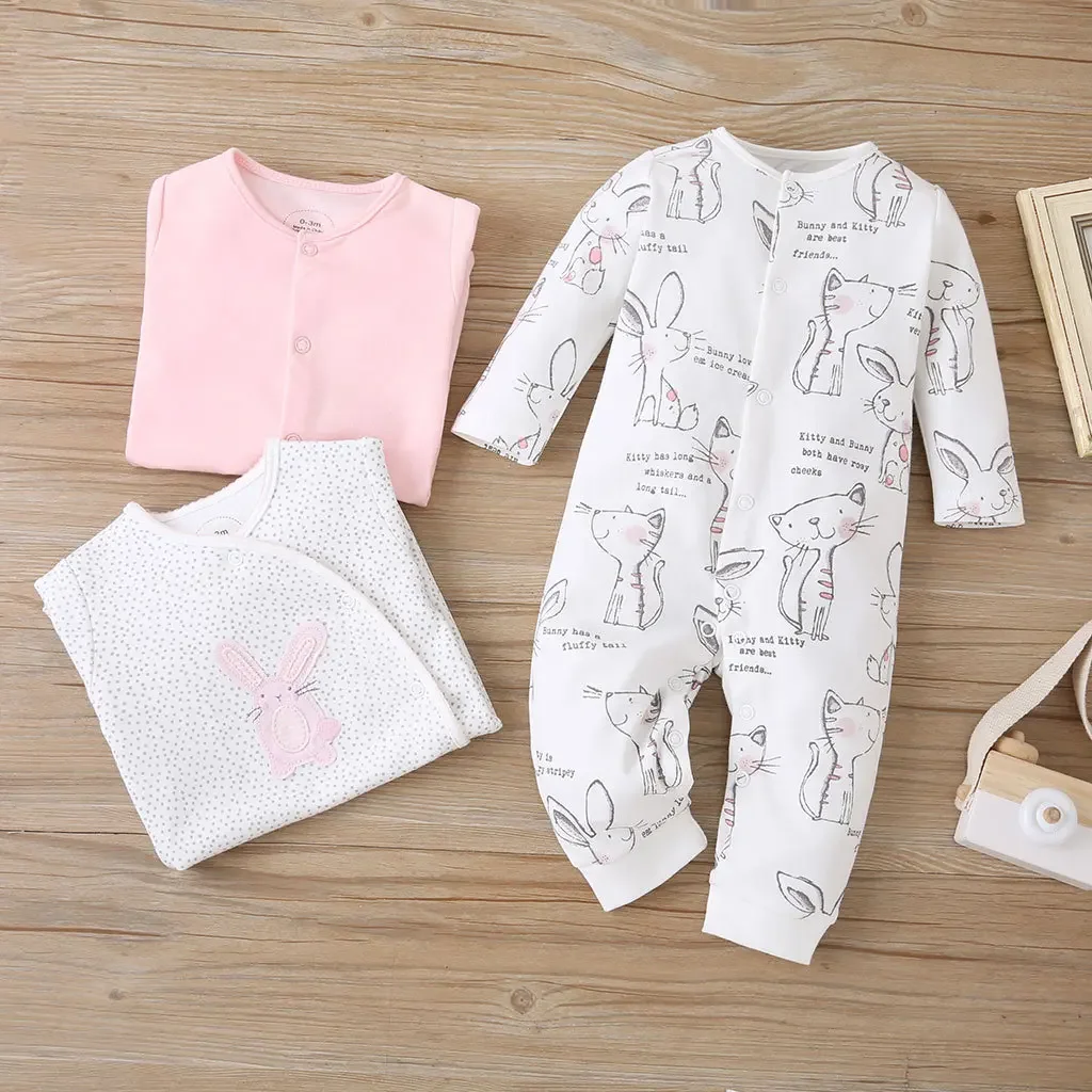 Newborn clothes Spring and autumn baby long-sleeved Romper climbing clothes cartoon casual onesie three-piece combination
Newborn clothes Spring and autumn baby long-sleeved Romper climbing clothes cartoon casual onesie three-piece combination
