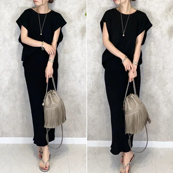 2025 Summer New Round Neck Shoulder Short Sleeve T-shirt+elastic Waist Woolen Half Skirt Two Piece Set
2025 Summer New Round Neck Shoulder Short Sleeve T-shirt+elastic Waist Woolen Half Skirt Two Piece Set