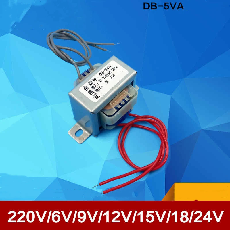 1Pcs DB-5VA 5W Power Transformer 220V To 3V 6V 9V 12V 15V 18V 24V 36V AC EI41 Single/Dual Voltage Pure Copper Enameled Wire
1Pcs DB-5VA 5W Power Transformer 220V To 3V 6V 9V 12V 15V 18V 24V 36V AC EI41 Single/Dual Voltage Pure Copper Enameled Wire