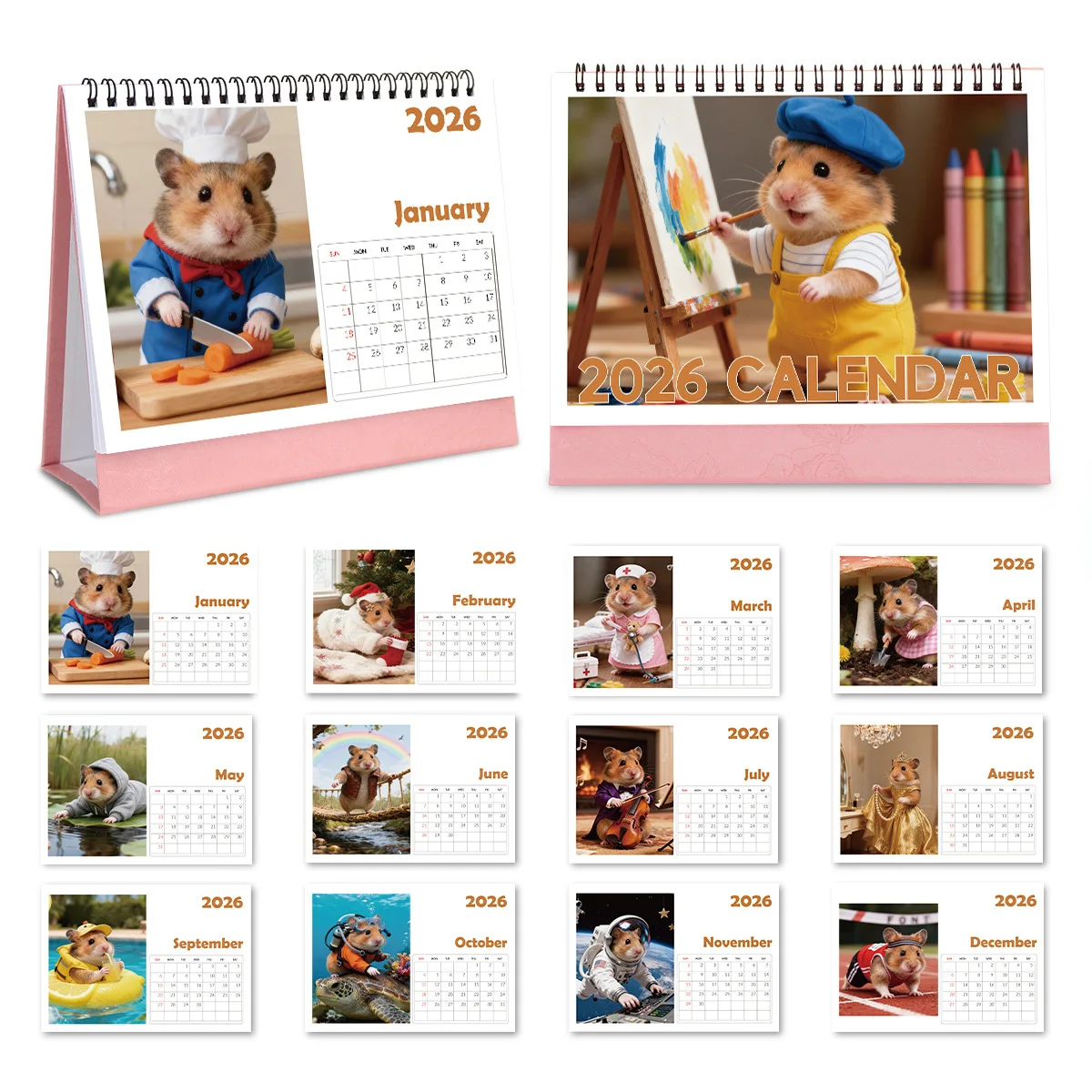 1PC Playful Artist Hamster-Themed Desktop Calendar for Office&Study Desk Use Perfect for Hamster Lovers Great 2026 New Year Gift
1PC Playful Artist Hamster-Themed Desktop Calendar for Office&Study Desk Use Perfect for Hamster Lovers Great 2026 New Year Gift