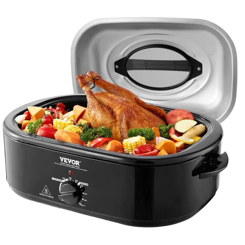 Электрическая жаровня 20QT, самовырастная крышка, 1450 Вт, разморозка, теплая регулируемая температура, съемная подставка для сковороды для большой индейки
Электрическая жаровня 20QT, самовырастная крышка, 1450 Вт, разморозка, теплая регулируемая температура, съемная подставка для сковороды для большой индейки