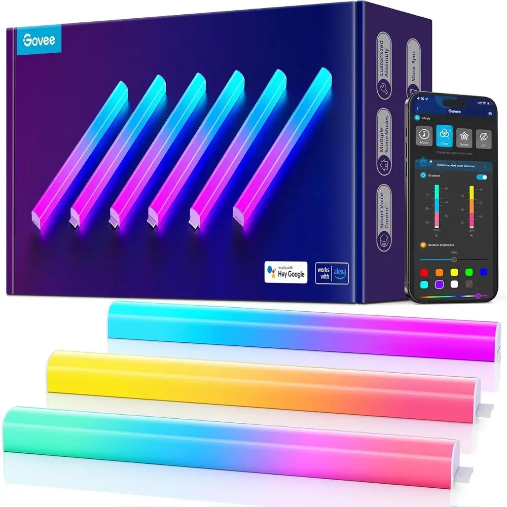 Настенные светильники Govee Glide, RGLED Light, умные игровые светильники, совместимые с SmartThings, RGB-светильники, светодиодные настенные светильники для спальни
Настенные светильники Govee Glide, RGLED Light, умные игровые светильники, совместимые с SmartThings, RGB-светильники, светодиодные настенные светильники для спальни