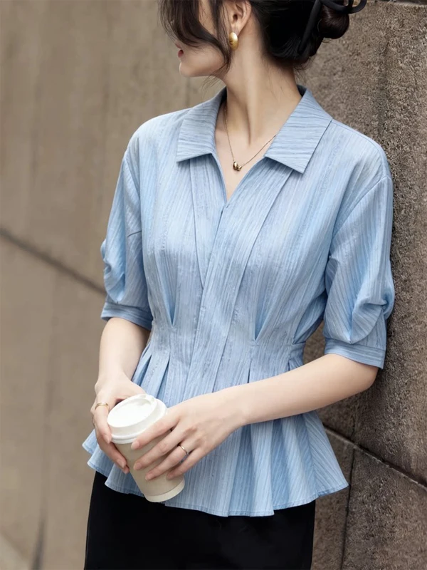 Summer 2026 Women's Pure Color Short Sleeve Shirt Stand Collar Bubble Sleeve Slimming Commute Top Korean Style Loose Fit
Summer 2026 Women's Pure Color Short Sleeve Shirt Stand Collar Bubble Sleeve Slimming Commute Top Korean Style Loose Fit