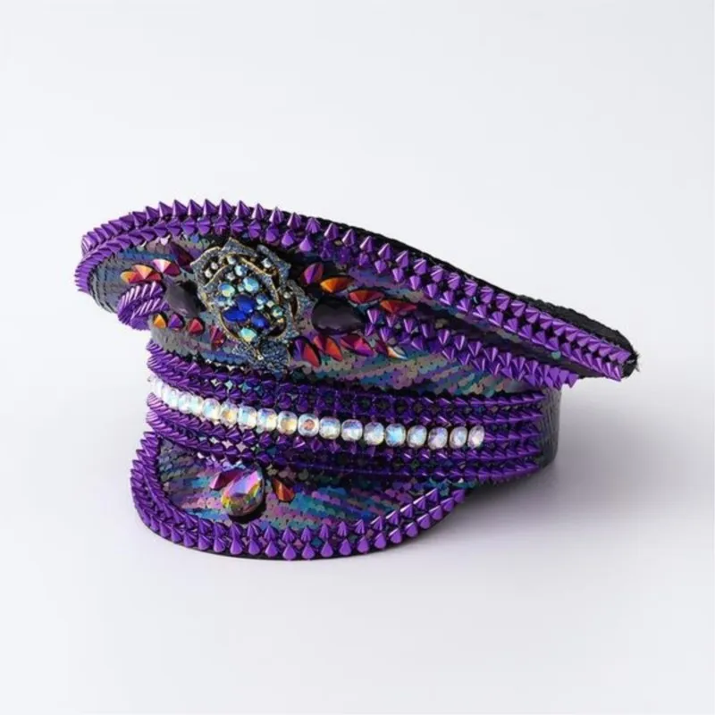 The iridescent purple heavy industry hat with rivets a unique and fashionable headwear that catches eye on party
The iridescent purple heavy industry hat with rivets a unique and fashionable headwear that catches eye on party