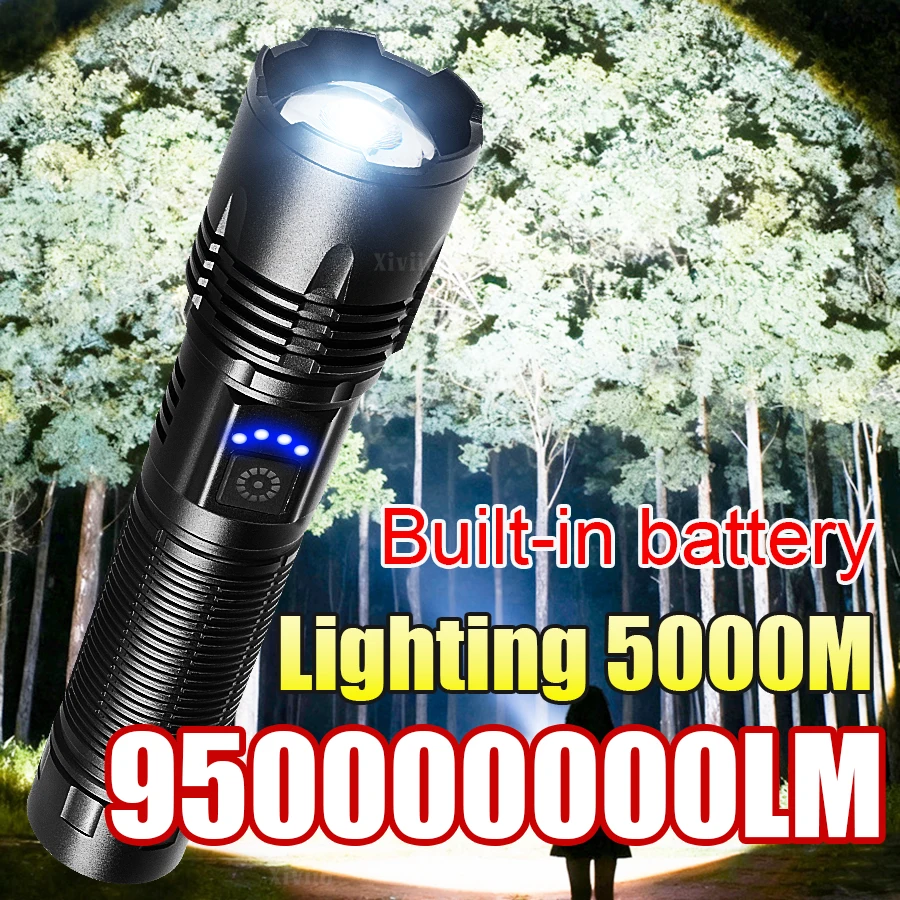 950000000LM Super High Power Flashlight Rechargeable LED Torch Portable Lantern Built-in Battery Outdoor Lights For Hunting Work
950000000LM Super High Power Flashlight Rechargeable LED Torch Portable Lantern Built-in Battery Outdoor Lights For Hunting Work