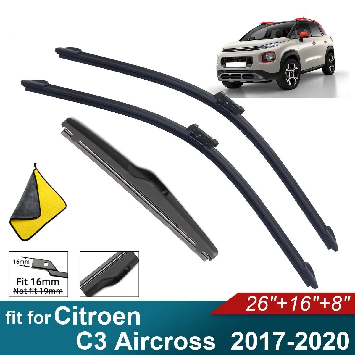 Car Windshield Wiper Blades Fit For Citroen C3 Aircross Rear Wiper Blades Soft Rubber Auto Front Windscreen 2017 2018 2019 2020
Car Windshield Wiper Blades Fit For Citroen C3 Aircross Rear Wiper Blades Soft Rubber Auto Front Windscreen 2017 2018 2019 2020