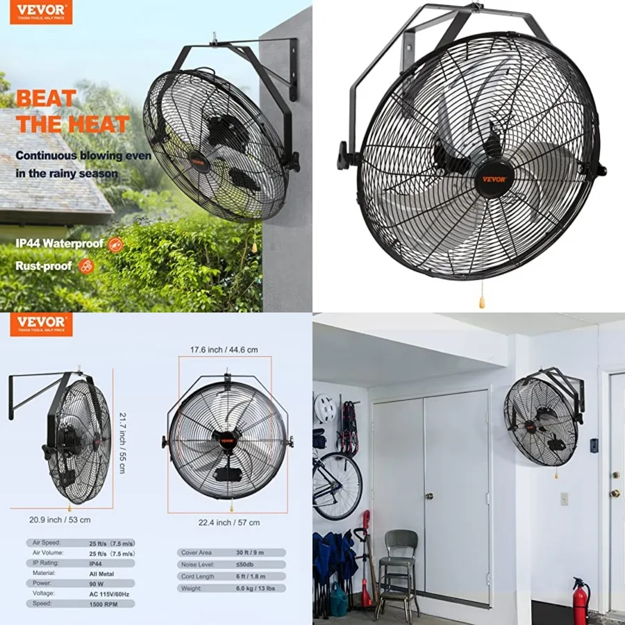 Wall Mount Fan, 3-speed IP44 Fan, Max. 4150 CFM Wall Mounted for Outdoor, Commercial, Residential, Greenhouse, Workshop, Patio,
Wall Mount Fan, 3-speed IP44 Fan, Max. 4150 CFM Wall Mounted for Outdoor, Commercial, Residential, Greenhouse, Workshop, Patio,