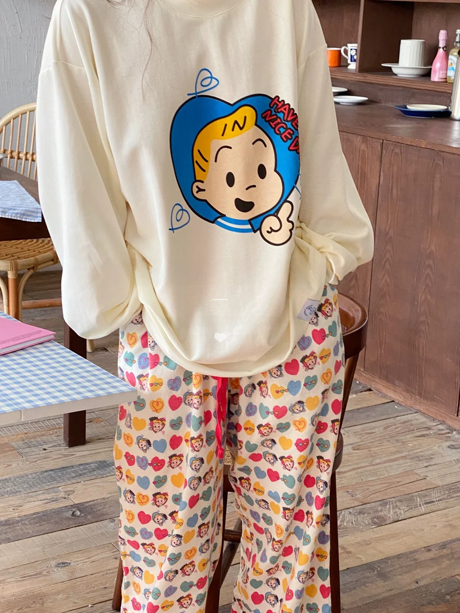 Корейский стиль: хлопковая толстовка с длинным рукавом, свободная, комфортная домашняя одежда/пижама для женщин
Корейский стиль: хлопковая толстовка с длинным рукавом, свободная, комфортная домашняя одежда/пижама для женщин