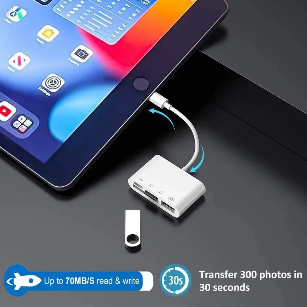 4 in 1 Type C Lightning Card Reader High-Speed USB SD TF Memory Card Reader for iPhone 14 13 Huawei Charging Converter Adapter
4 in 1 Type C Lightning Card Reader High-Speed USB SD TF Memory Card Reader for iPhone 14 13 Huawei Charging Converter Adapter 