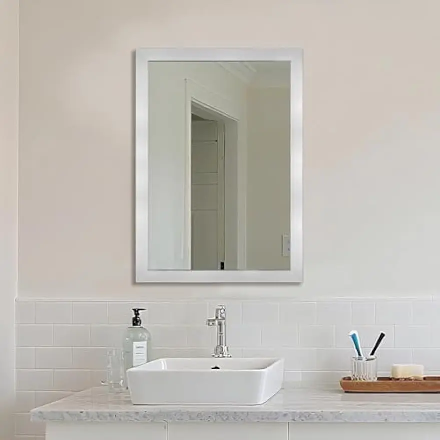 Прямоугольное настенное зеркало 20x28 дюймов с никелевым каркасом для ванной комнаты, спальни и гостиной
Прямоугольное настенное зеркало 20x28 дюймов с никелевым каркасом для ванной комнаты, спальни и гостиной