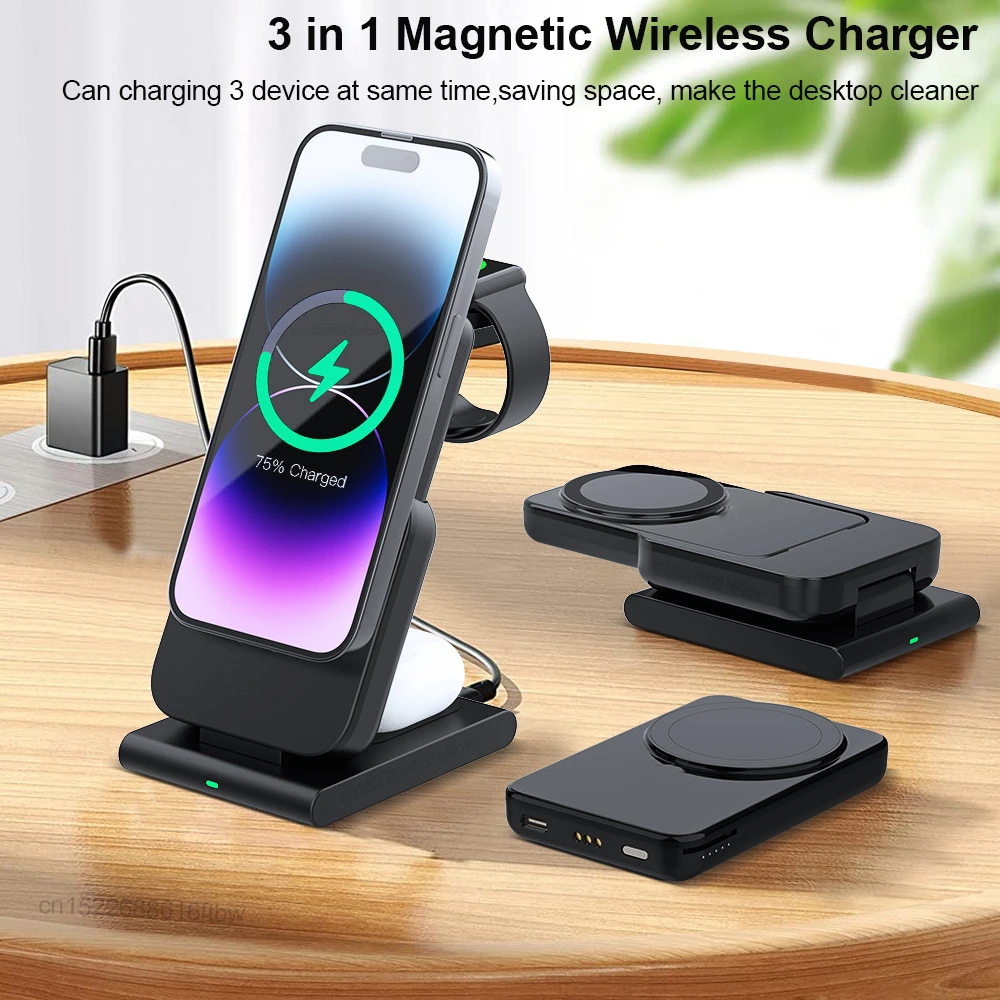 Magnetic 5000Mah Power Bank 3 in 1 Wireless Charger for iPhone15 14 13 12 Pro Max Auxiliary External Battery for Apple Watch W17
Magnetic 5000Mah Power Bank 3 in 1 Wireless Charger for iPhone15 14 13 12 Pro Max Auxiliary External Battery for Apple Watch W17