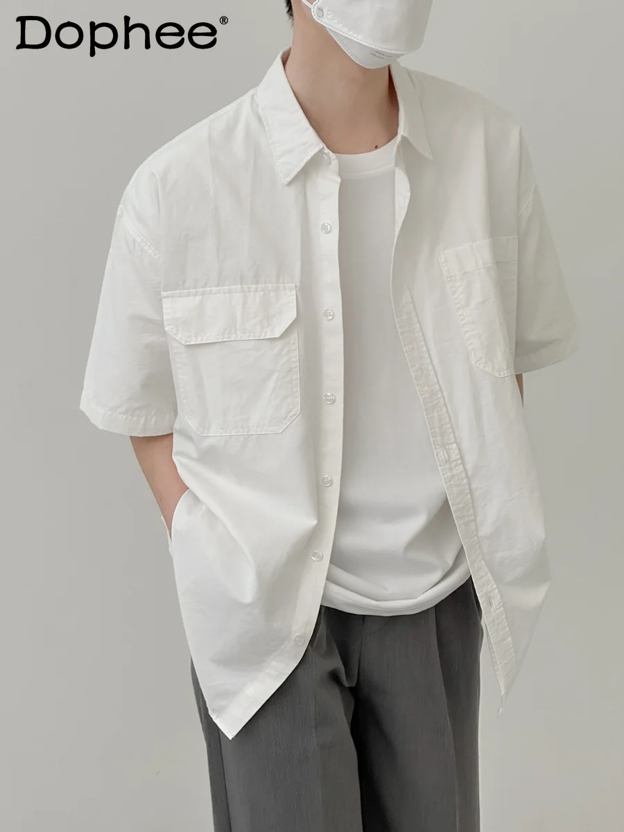 Fashionable Casual Short Sleeve Shirts Men's Loose Comfort Half Sleeve Outer Wear Shirt Coat 2024 Summer Trendy Male Shirt
Fashionable Casual Short Sleeve Shirts Men's Loose Comfort Half Sleeve Outer Wear Shirt Coat 2024 Summer Trendy Male Shirt