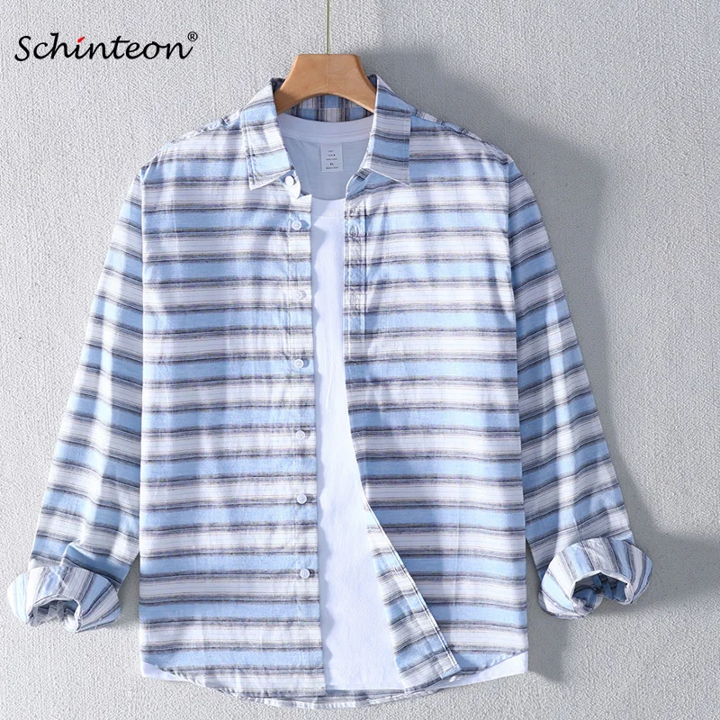 Schinteon Men 100%Pure Cotton Striped Shirt Long Sleeved Turn-down Collar High Quality Spring Summer Casual Comfortable Top 2026
Schinteon Men 100%Pure Cotton Striped Shirt Long Sleeved Turn-down Collar High Quality Spring Summer Casual Comfortable Top 2026