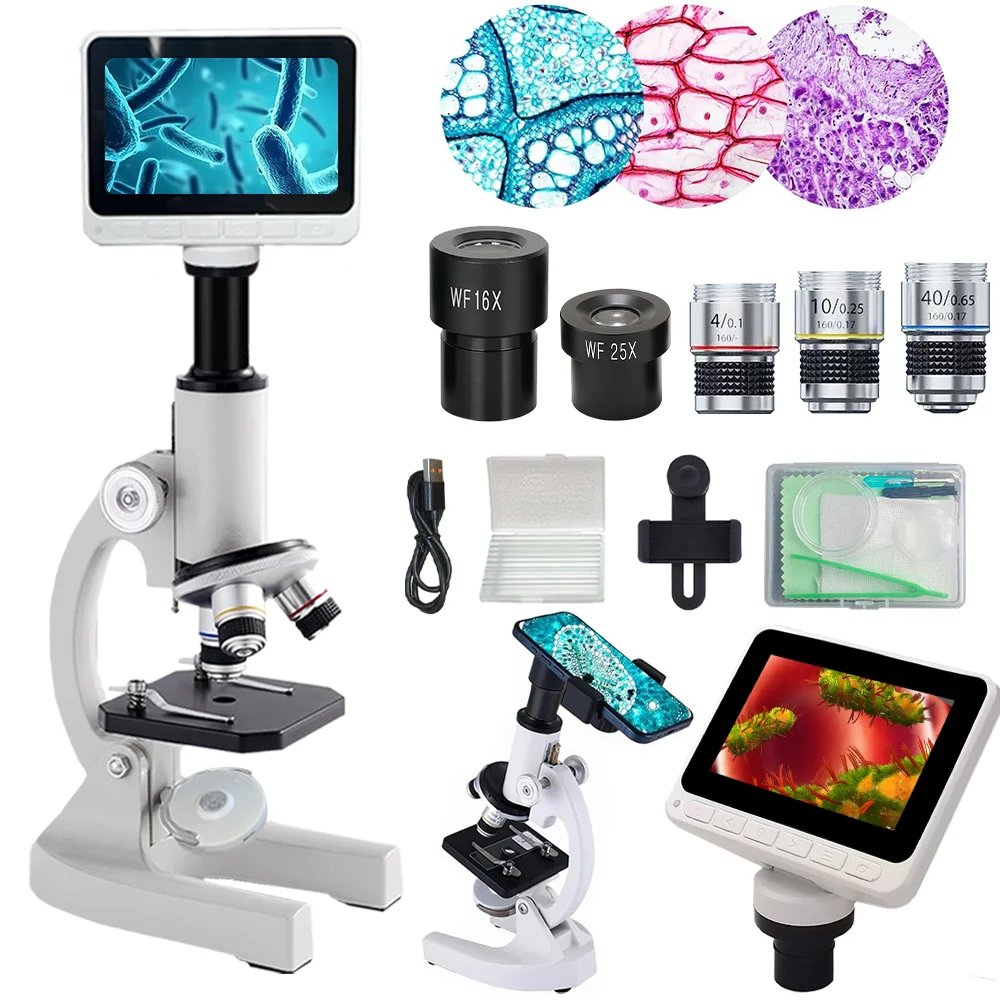 40X-1000X Digital Microscope with 4" Screen, Photo & Video Recording, LED Light, Gift Box, for Kids Students Home School Lab
40X-1000X Digital Microscope with 4" Screen, Photo & Video Recording, LED Light, Gift Box, for Kids Students Home School Lab