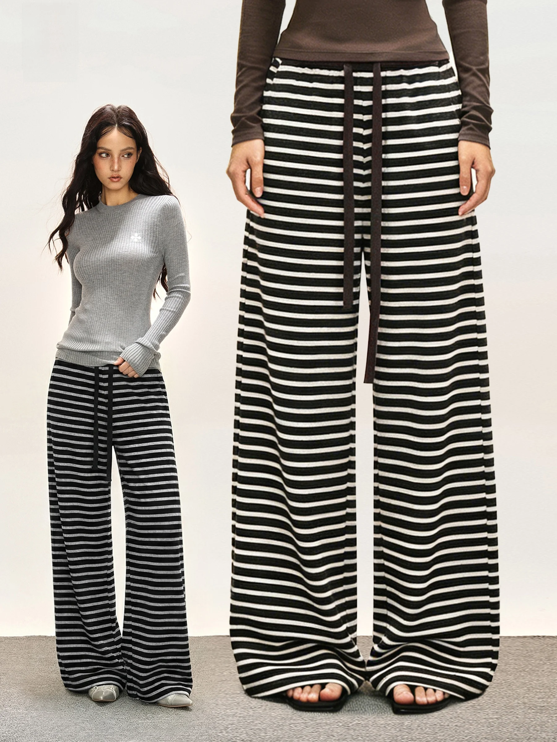 High Waist Straight Leg Fleece Lined Trousers for Women Casual Winter Warm Striped Long Pants Floor Length Loose Fit Trousers
High Waist Straight Leg Fleece Lined Trousers for Women Casual Winter Warm Striped Long Pants Floor Length Loose Fit Trousers