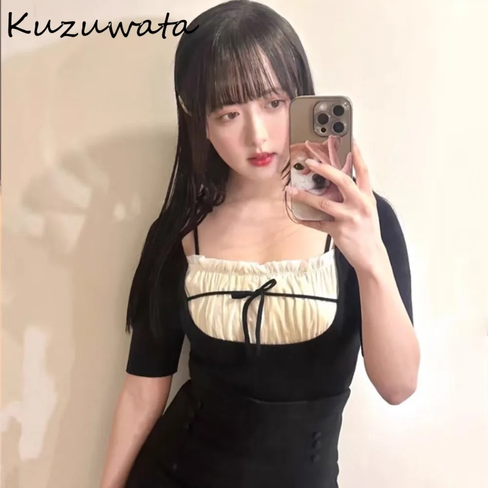 Kuzuwata New Personalized Square Collar Knit Pullovers Half Sleeve Spice Girls Pure Desire Top Japan Lace Up Patchwork Sweaters
Kuzuwata New Personalized Square Collar Knit Pullovers Half Sleeve Spice Girls Pure Desire Top Japan Lace Up Patchwork Sweaters
