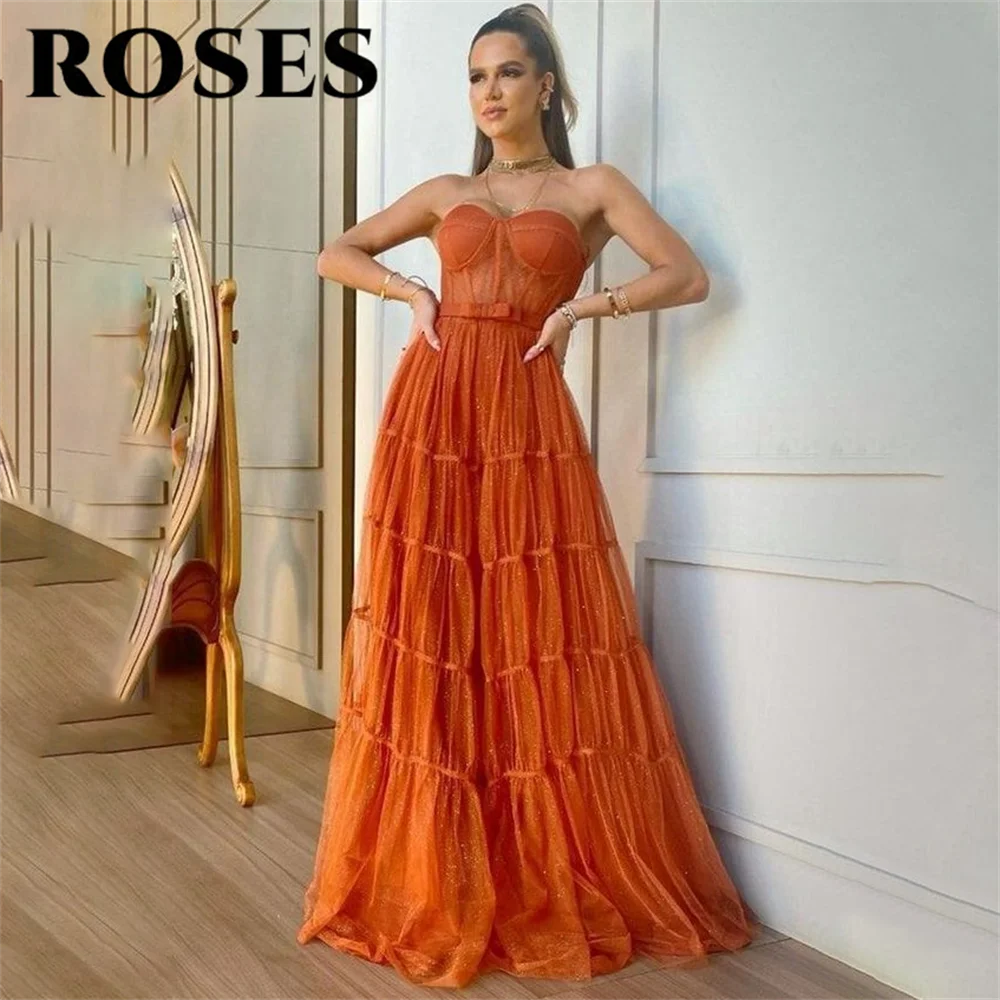 ROSES Orange Elegant Prom Dress Net Sweetheart Tulle Formal Gown with Pleats Sleeveless A-line Evening Dress 프롬 드레스 Customized
ROSES Orange Elegant Prom Dress Net Sweetheart Tulle Formal Gown with Pleats Sleeveless A-line Evening Dress 프롬 드레스 Customized