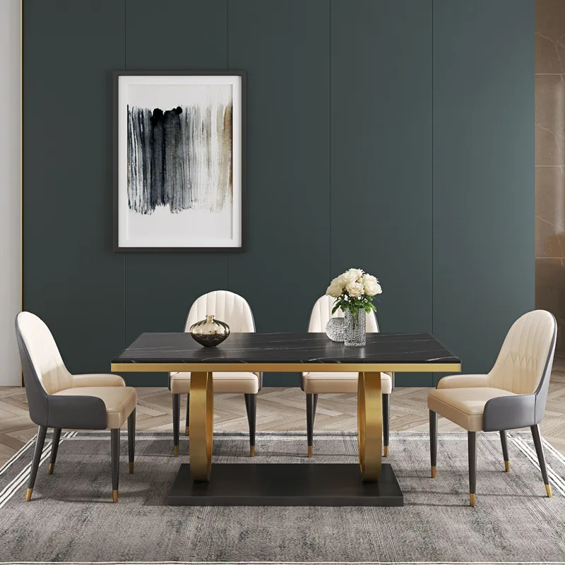 Современный простой обеденный стол, набор стульев для маленькой квартиры, легкий, роскошный, креативный, из нержавеющей стали, обеденный стол из каменной плиты, скандинавский дом
Современный простой обеденный стол, набор стульев для маленькой квартиры, легкий, роскошный, креативный, из нержавеющей стали, обеденный стол из каменной плиты, скандинавский дом