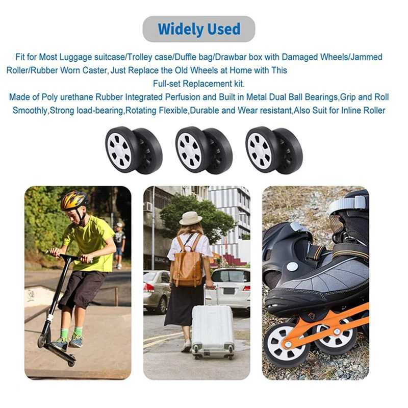 55X13mm Set Of 2 Luggage Wheel Suitcase Replacement Wheels, Luggage Suitcase PU Swivel Caster Wheels Bearings Repair Kit Durable
55X13mm Set Of 2 Luggage Wheel Suitcase Replacement Wheels, Luggage Suitcase PU Swivel Caster Wheels Bearings Repair Kit Durable