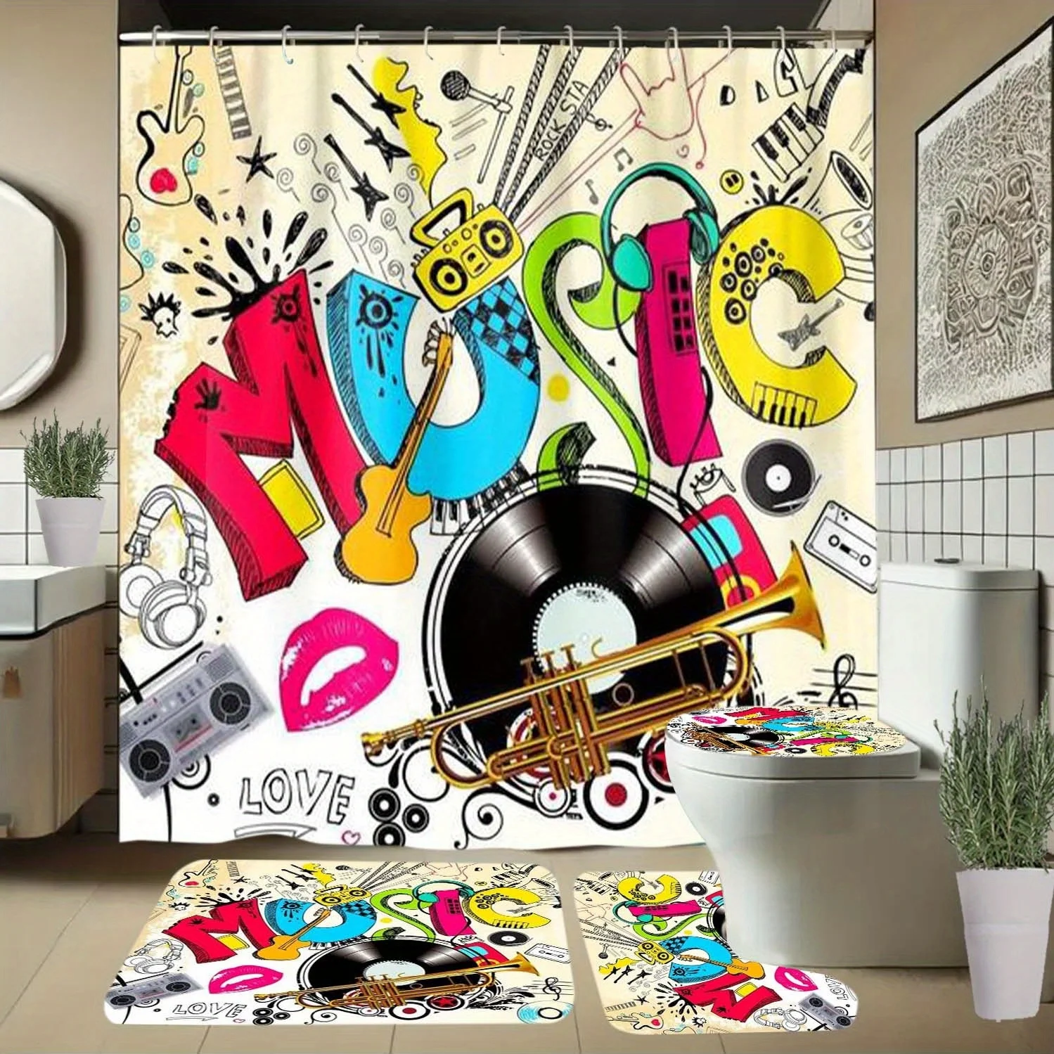 Музыкальная нота, виниловая пластинка, занавеска для душа с инструментами и крючками, занавеска для перегородки в ванной, аксессуары для ванной комнаты, дом
Музыкальная нота, виниловая пластинка, занавеска для душа с инструментами и крючками, занавеска для перегородки в ванной, аксессуары для ванной комнаты, дом