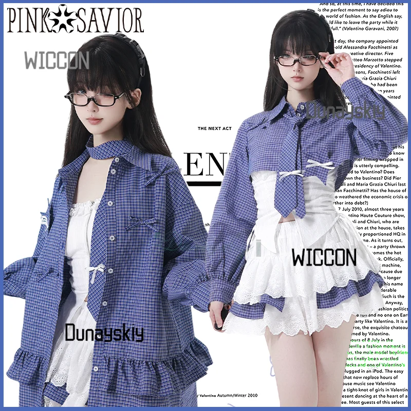 Blue Checkered Top Coat Mini Skirt Camisole Tie Jirai Kei Girls Cosplay Costumes Cool Kawaii Party Daily Halloween Cute Korean
Blue Checkered Top Coat Mini Skirt Camisole Tie Jirai Kei Girls Cosplay Costumes Cool Kawaii Party Daily Halloween Cute Korean