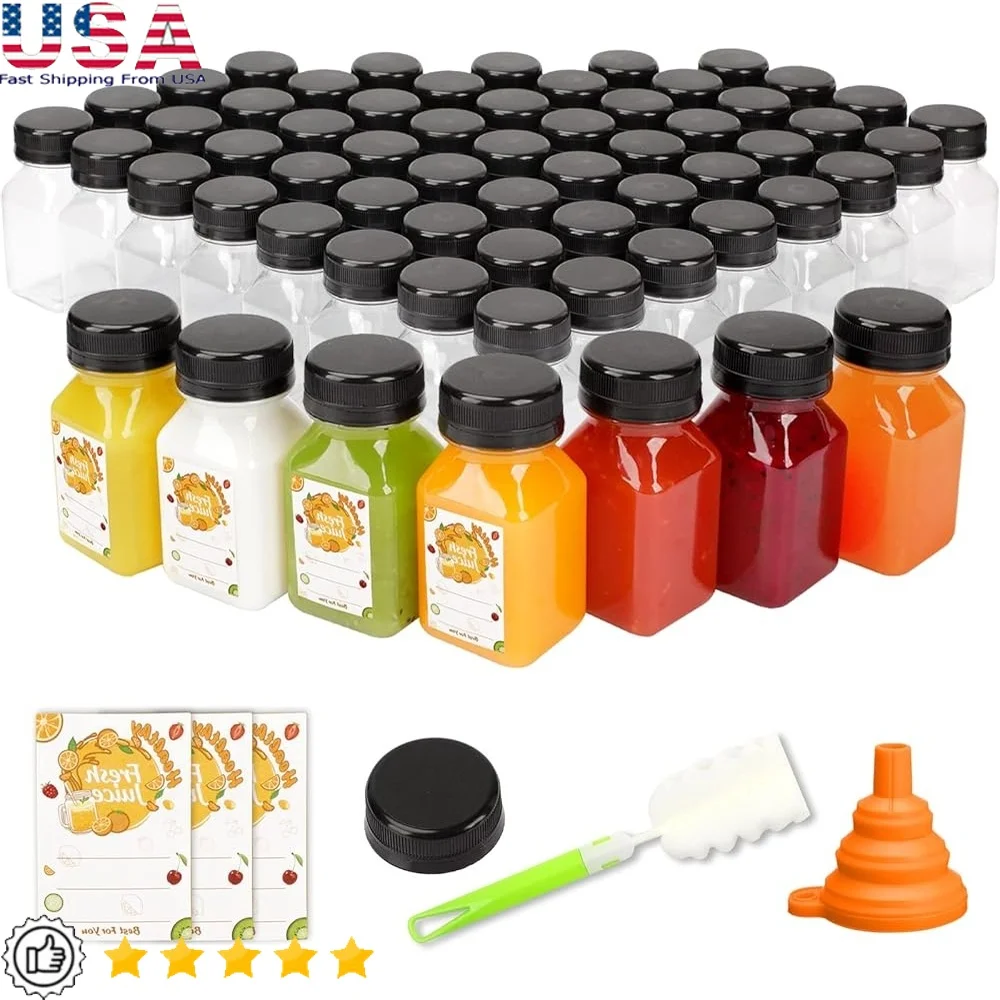 105pcs 4oz Reusable Juice Bottles with Tamper Evident Caps Labels Funnel and Brush Juicing Beverages Milk Containers
105pcs 4oz Reusable Juice Bottles with Tamper Evident Caps Labels Funnel and Brush Juicing Beverages Milk Containers