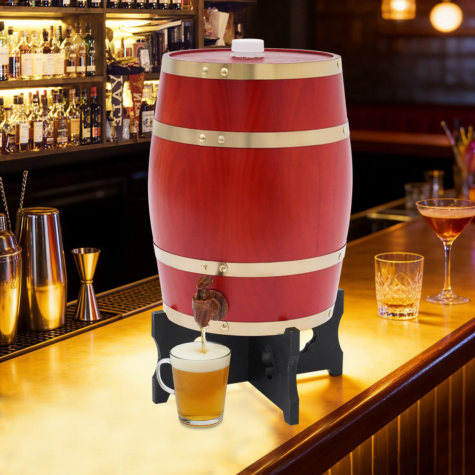 2.64Gal 110.23 Lbs Load Bearing Tea Color Wine Barrel with Base and Faucet Vertical Wooden Wine Barrel
2.64Gal 110.23 Lbs Load Bearing Tea Color Wine Barrel with Base and Faucet Vertical Wooden Wine Barrel