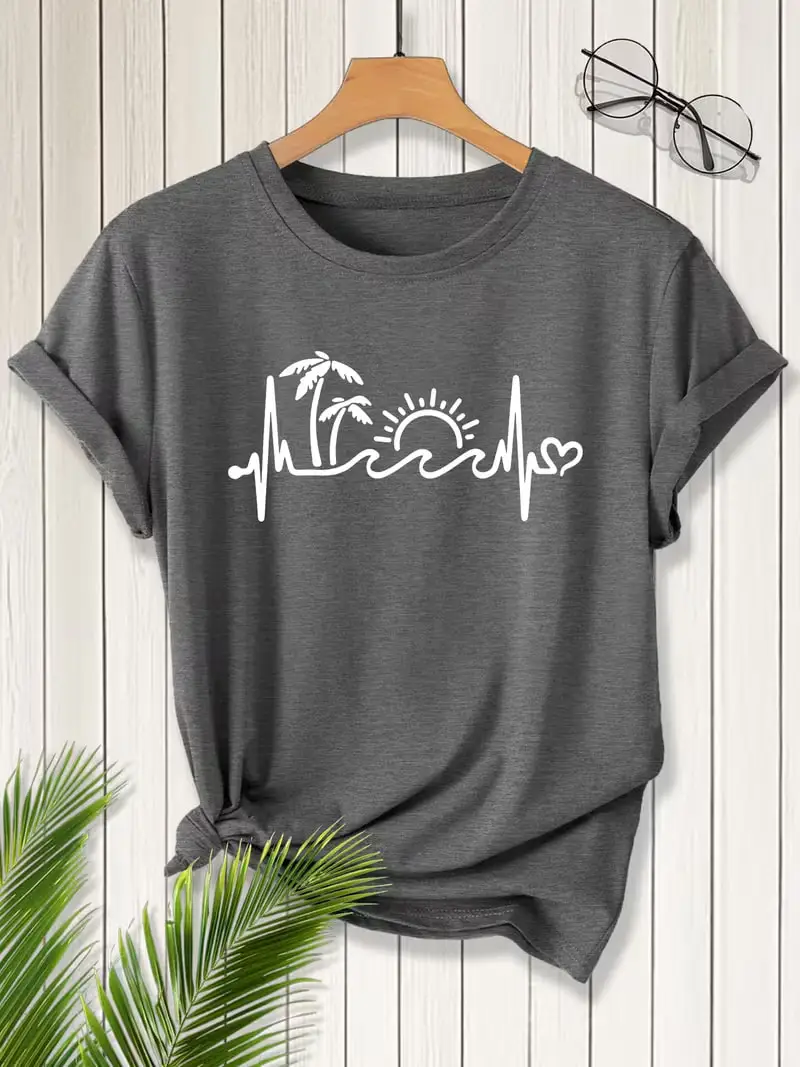 Plus Size Women's Short Sleeve T-Shirt Palm Tree Sun Heart Pulse breathable fabric summer outfits women's clothing
Plus Size Women's Short Sleeve T-Shirt Palm Tree Sun Heart Pulse breathable fabric summer outfits women's clothing