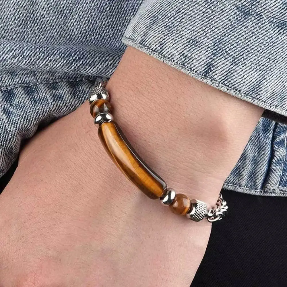 Stainless Steel Men Adjustable Hand Chain Stylish Tiger-eye Stone Twist Chain Bangle Retro Men's Bracelet Jewelry Jewelry
Stainless Steel Men Adjustable Hand Chain Stylish Tiger-eye Stone Twist Chain Bangle Retro Men's Bracelet Jewelry Jewelry