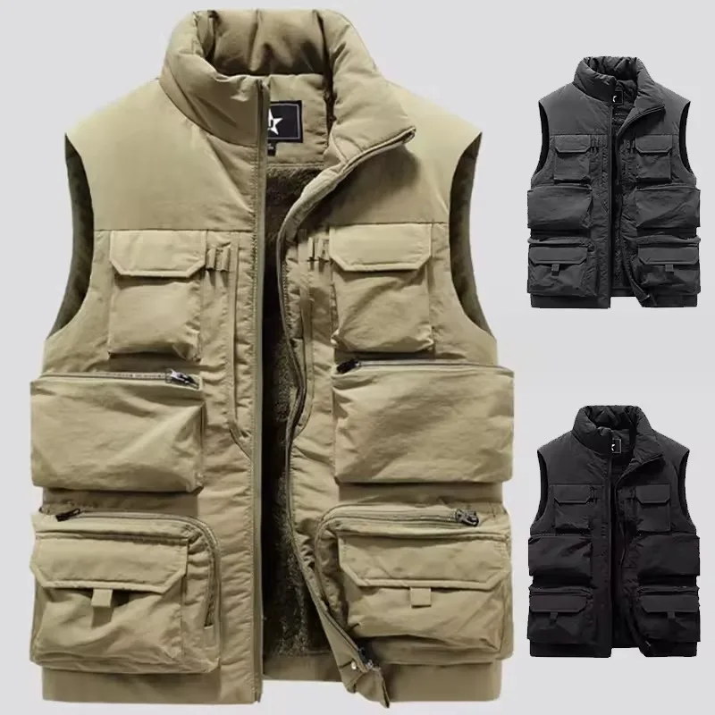 Men Cargo Vest Winter Autumn Thick Fleece Warm Sleeveless Sport Jacket Solid Color Tactical Coat Men Pockets Work Waistcoat
Men Cargo Vest Winter Autumn Thick Fleece Warm Sleeveless Sport Jacket Solid Color Tactical Coat Men Pockets Work Waistcoat