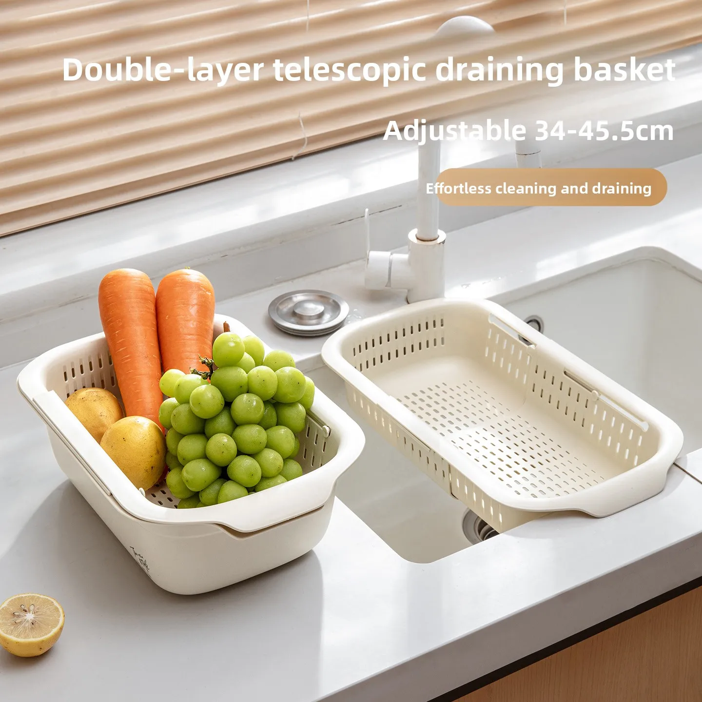 Thickened Double Layer Plastic Vegetable Washing Basin Drain Basket Kitchen Home Use Retractable Large Size Fruit Sink Basket
Thickened Double Layer Plastic Vegetable Washing Basin Drain Basket Kitchen Home Use Retractable Large Size Fruit Sink Basket