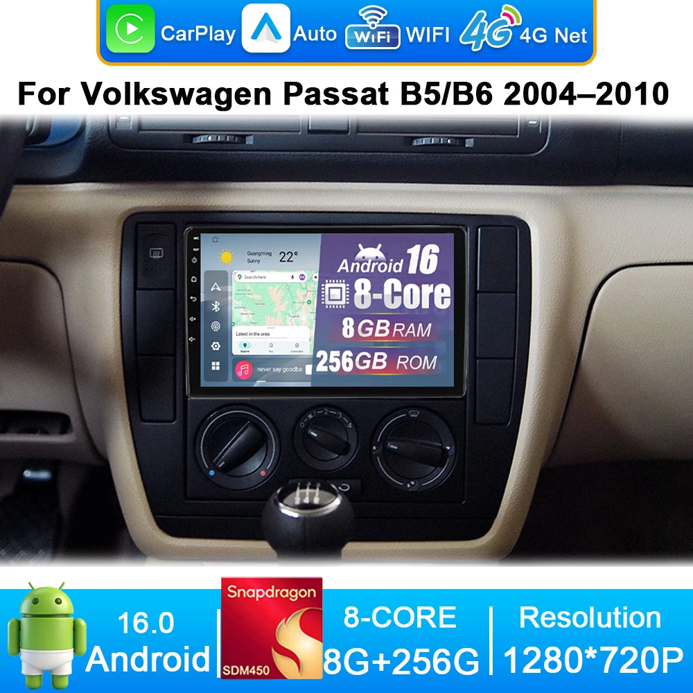 Android 16 Carplay Auto Car Radio for VW Volkswagen Passat B5 B6 2004-2010 Navigation GPS Multimedia Player Stereo Video Wifi BT
Android 16 Carplay Auto Car Radio for VW Volkswagen Passat B5 B6 2004-2010 Navigation GPS Multimedia Player Stereo Video Wifi BT