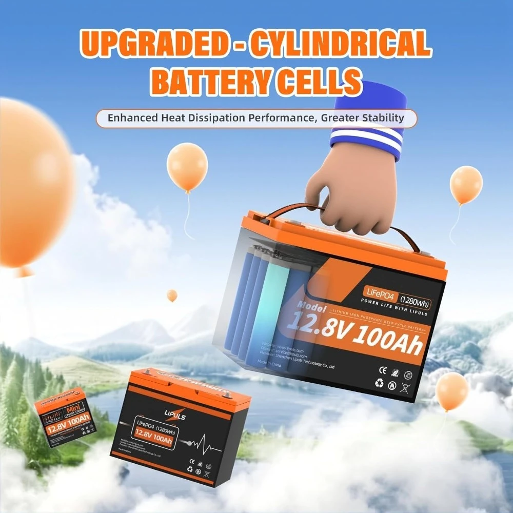12.8V 100Ah Group 24 LiFePO4 Battery,100A Built-in BMS & Grade A Cells,15000 Cycles Lithium Storage, Custom
12.8V 100Ah Group 24 LiFePO4 Battery,100A Built-in BMS & Grade A Cells,15000 Cycles Lithium Storage, Custom