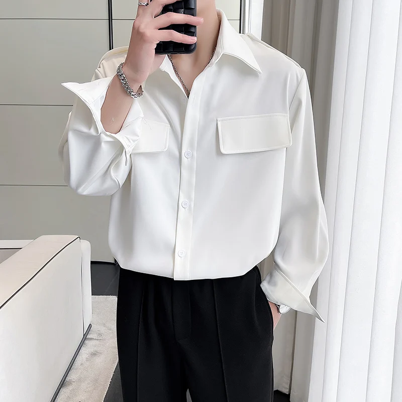 Men's Large Pocket Loose Shirt Pure white Long Sleeve Simple Fashion Casual Shirt 2023 Spring Summer Solid Color Coat Shirts
Men's Large Pocket Loose Shirt Pure white Long Sleeve Simple Fashion Casual Shirt 2023 Spring Summer Solid Color Coat Shirts