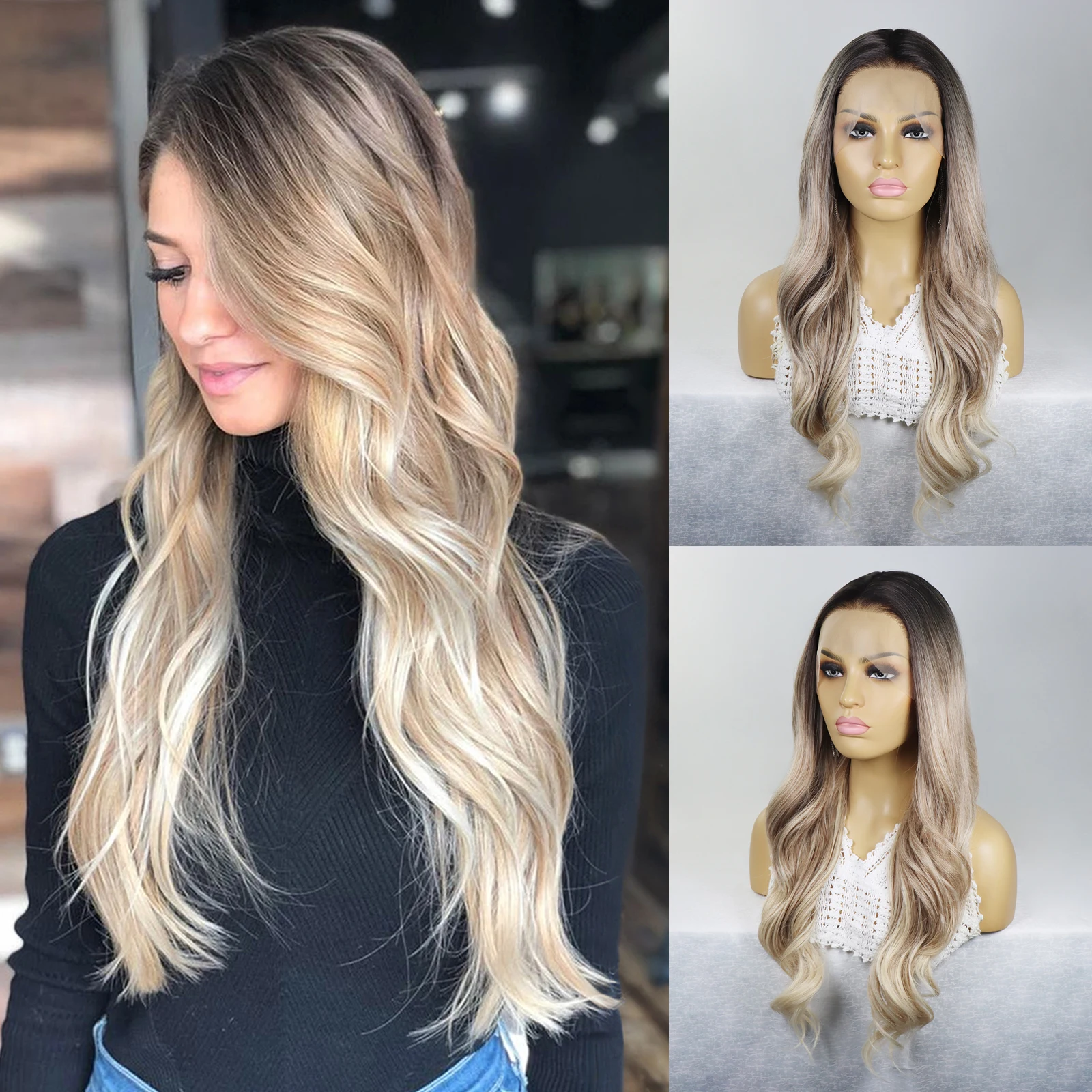 24-дюймовый синтетический парик с эффектом омбре, цвета светлый блонд с оттенками пепельного, длинный, волнистый, с прозрачным кружевным фронтом, с темными корнями, 13x4, с возможностью свободной расчески
24-дюймовый синтетический парик с эффектом омбре, цвета светлый блонд с оттенками пепельного, длинный, волнистый, с прозрачным кружевным фронтом, с темными корнями, 13x4, с возможностью свободной расчески