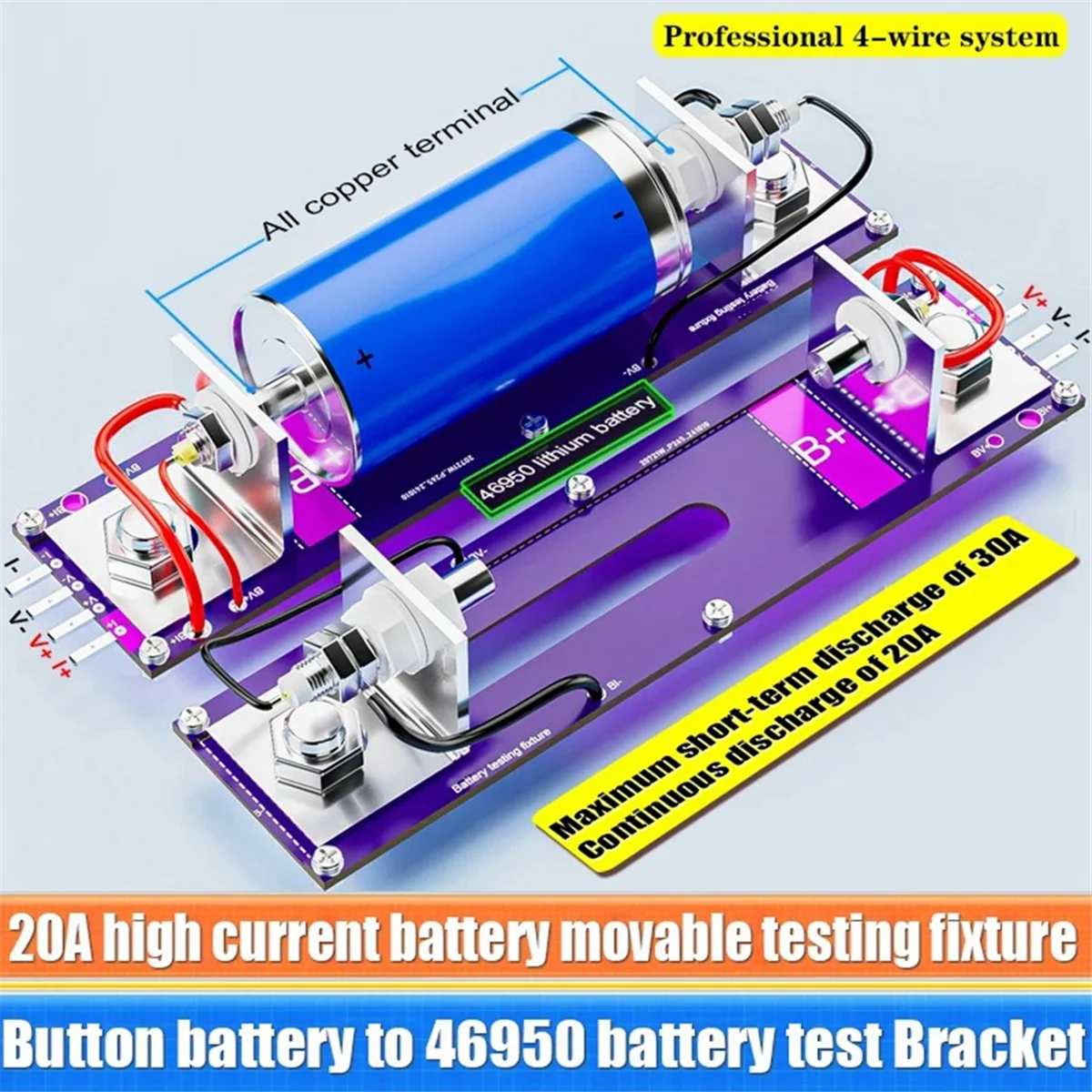A95G New 20A 4-Wrie Battery Tests Stand 18650 Internal Resistance Capacity Tester Fixture Current Voltage Meter Detection BOX
A95G New 20A 4-Wrie Battery Tests Stand 18650 Internal Resistance Capacity Tester Fixture Current Voltage Meter Detection BOX