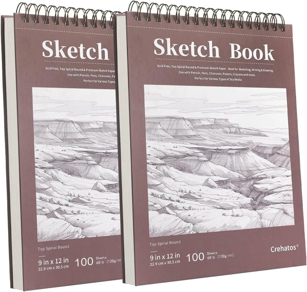 9x12 Sketch Book Top Spiral Bound 100 Sheets 68lb/100gsm Drawing Paper for Pencils Charcoal Pastels, 2 Pack
9x12 Sketch Book Top Spiral Bound 100 Sheets 68lb/100gsm Drawing Paper for Pencils Charcoal Pastels, 2 Pack