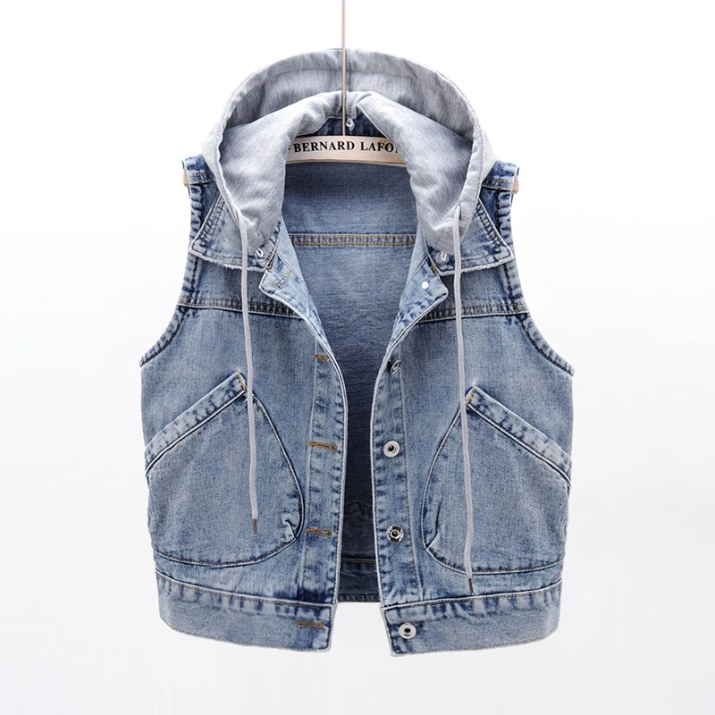 Women Hooded Jacket Cowboy Vest Spring Autumn 2022 Coat Sleeveless chalecos para mujer
Women Hooded Jacket Cowboy Vest Spring Autumn 2022 Coat Sleeveless chalecos para mujer