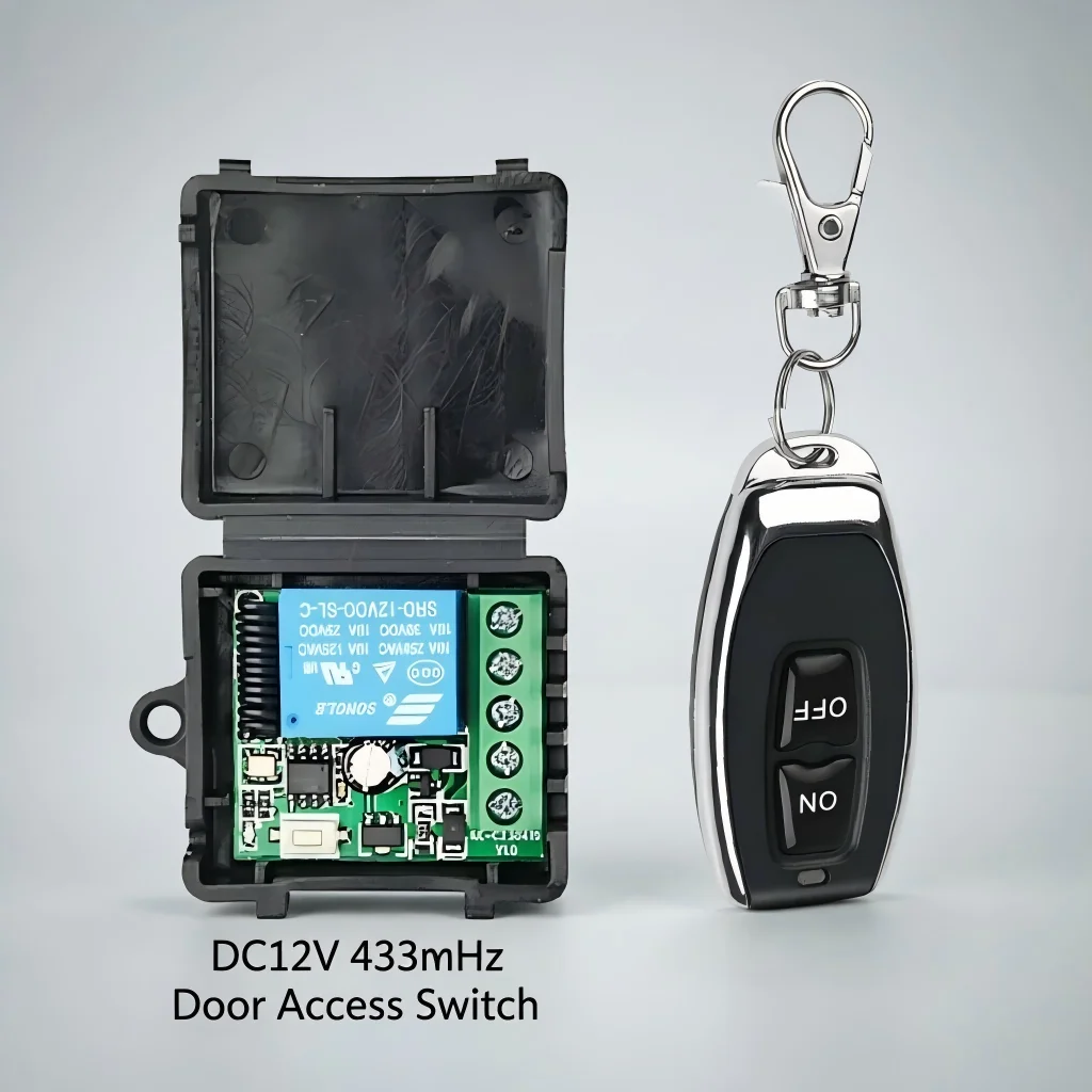 DC 12V 10A RF 433Mhz Wireless Remote Control Switch DIY Module with Relay Receiver And Transmitter for Door Electromagnetic Lock
DC 12V 10A RF 433Mhz Wireless Remote Control Switch DIY Module with Relay Receiver And Transmitter for Door Electromagnetic Lock