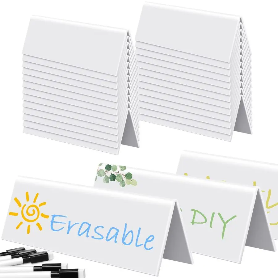 20 Sets Dry Erase Name Tent Cards with Black Markers 8.7 x 2.8 x 1.9 Inches White Reusable Name Plate Wipe Clean Desk Tags Sign
20 Sets Dry Erase Name Tent Cards with Black Markers 8.7 x 2.8 x 1.9 Inches White Reusable Name Plate Wipe Clean Desk Tags Sign
