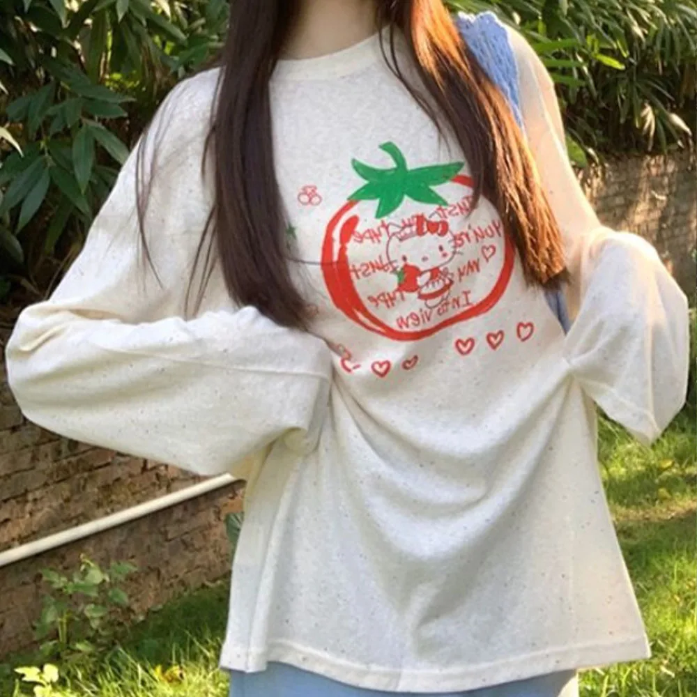 Kawaii Hello Kitty Printed Long Sleeve Casual T-Shirt Tops Japanese Korean Sweet Girls Loose Korean Cute Cartoon Thin T-Shirt
Kawaii Hello Kitty Printed Long Sleeve Casual T-Shirt Tops Japanese Korean Sweet Girls Loose Korean Cute Cartoon Thin T-Shirt