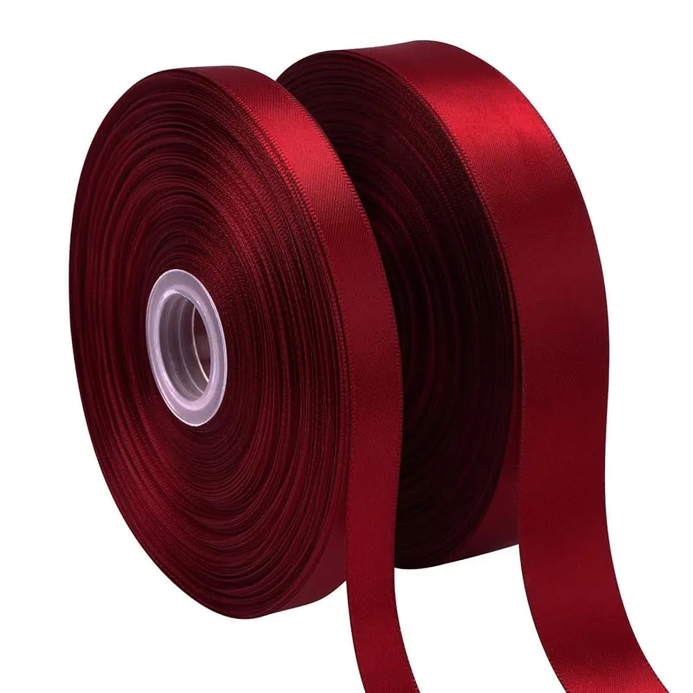 2 Rolls (1”×50 Yards, 1/2”×50 Yards) Burgundy/Maroon Satin Ribbon for Gift Wrapping, Wedding, Bow Making & Other Projects
2 Rolls (1”×50 Yards, 1/2”×50 Yards) Burgundy/Maroon Satin Ribbon for Gift Wrapping, Wedding, Bow Making & Other Projects
