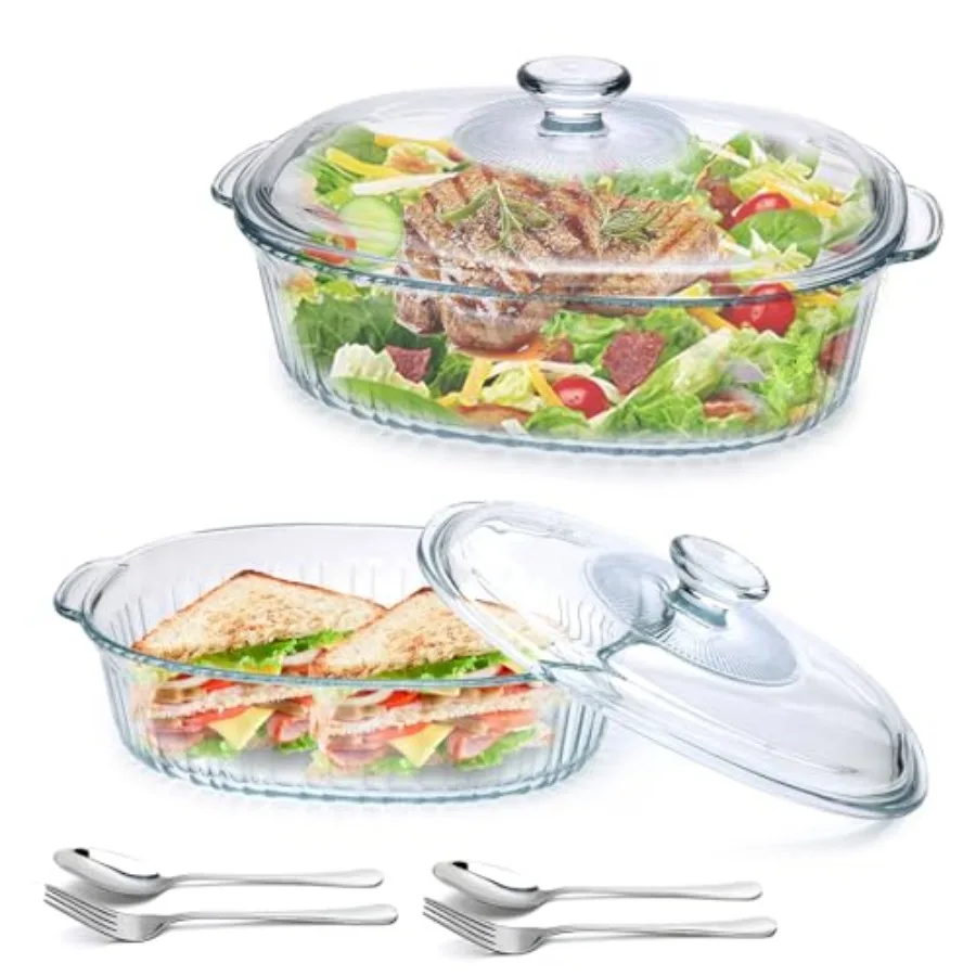 2 Pack Glass Casserole Baking Dishes with Lids for Oven1.9 Qt and 3 Qt Ribbed Oval Glass Serving Dishes Bakeware Set for Lasagn
2 Pack Glass Casserole Baking Dishes with Lids for Oven1.9 Qt and 3 Qt Ribbed Oval Glass Serving Dishes Bakeware Set for Lasagn